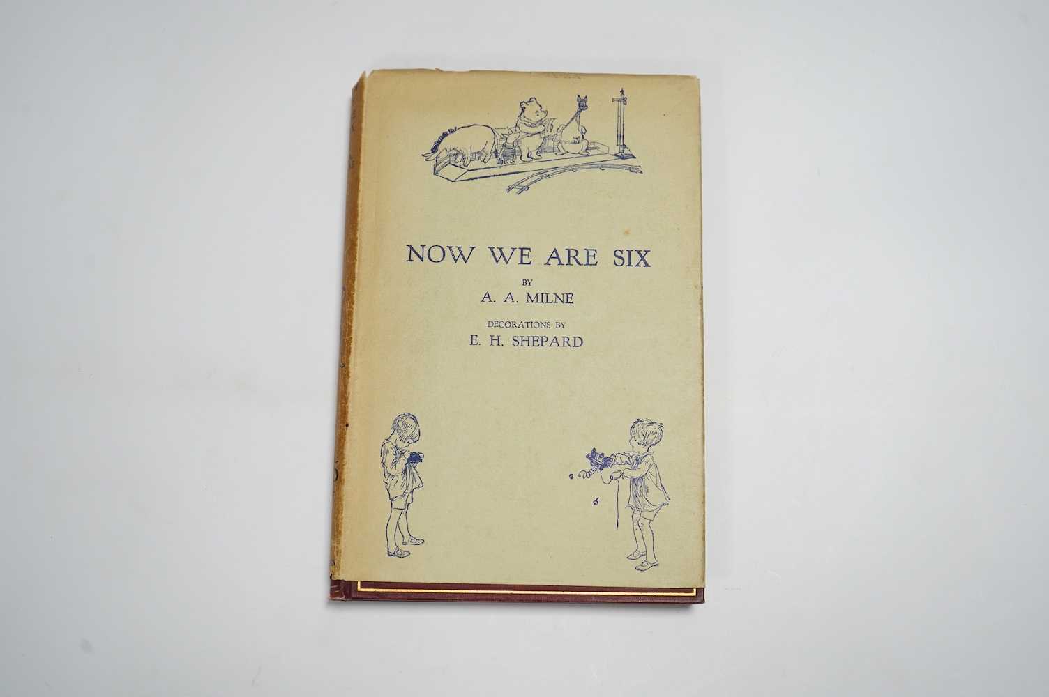 Milne, A. A - Now We Are Six. Decorations by E. H. Shepard, 1st edition, 8vo original pictorial cloth, top edge gilt, pictorial endpapers, illustrations throughout the text, Methuen & Co. Ltd., London, 1927